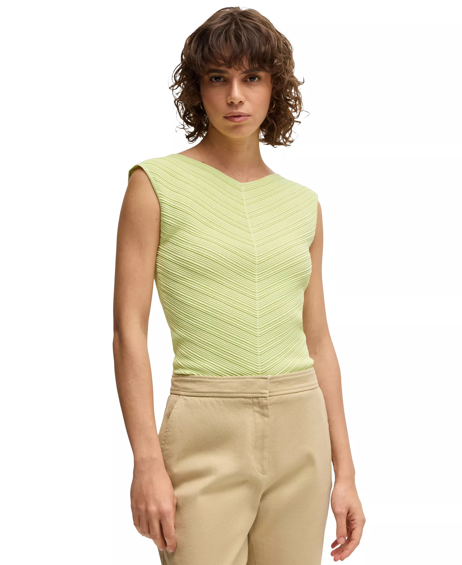 mni-b20234b9db9fa1da16c1210a2e5f0a27 Women's Knitted Structure V-Neck Top