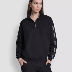 Women's Classic Logo Elastic Oversized Quarter-Zip Top