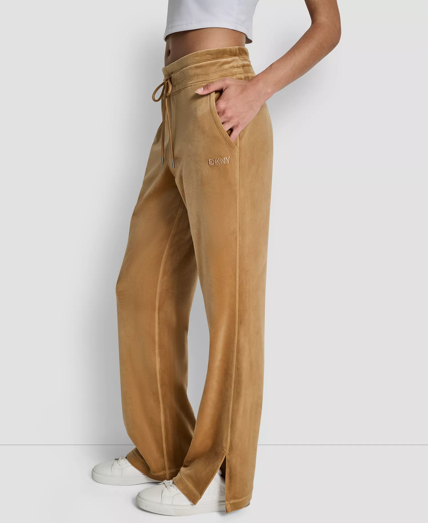 mni-b2a4781e4a653cef6fe9f7cf7ad4b2a6 Women's Super Soft Velour HD Embroidery Logo Slit Track Pants