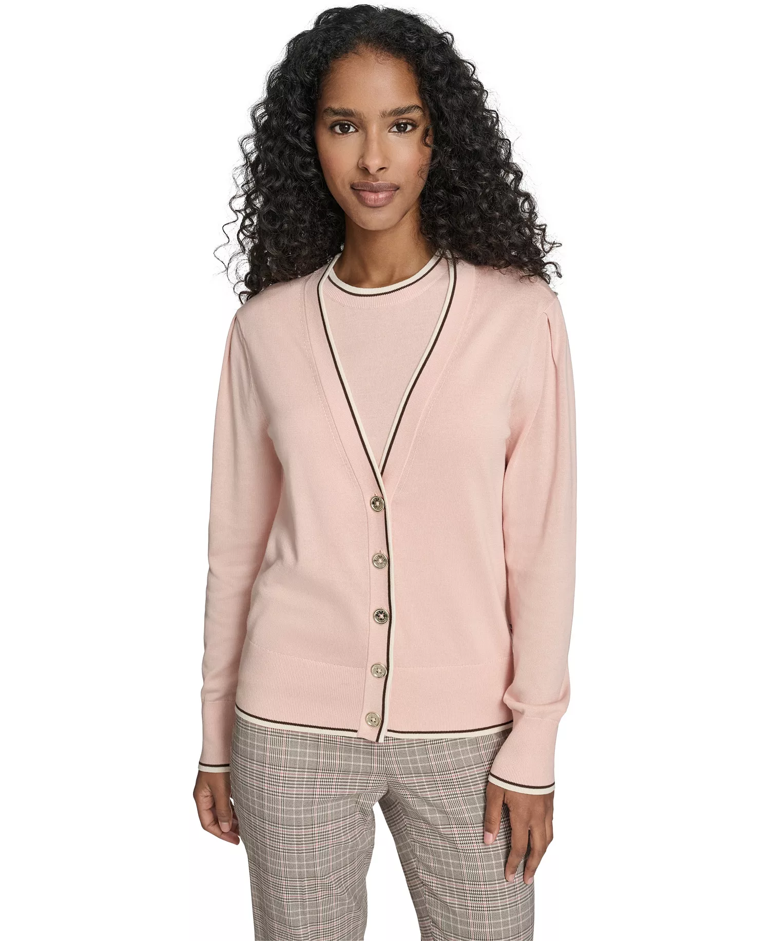 mni-b30bd3a730eb7f8eae50435378c1350a Women's V-Neck Long-Sleeve Cardigan Set — изображение 3