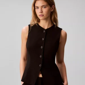 Women's V-Neck Front Button Vest