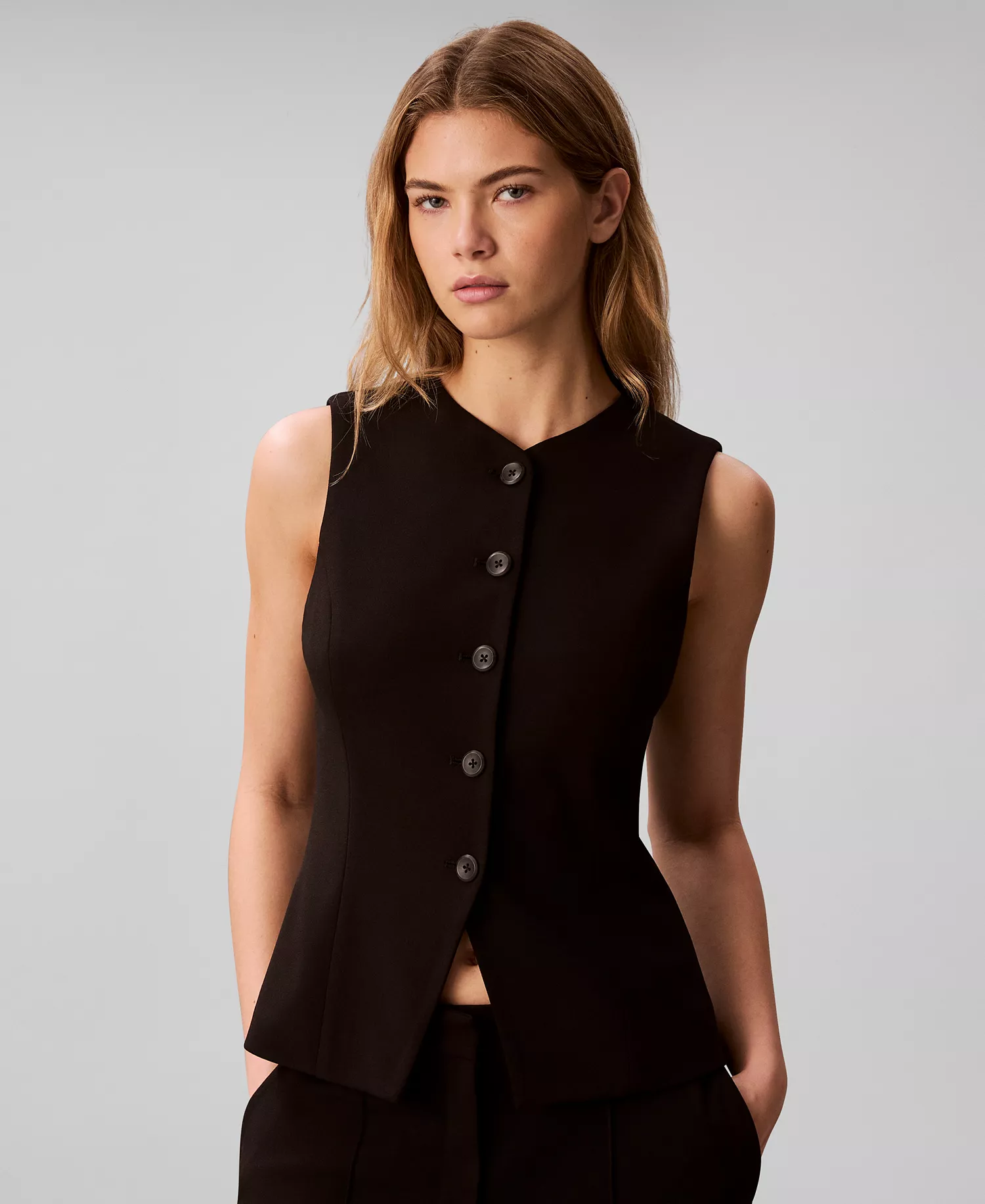 mni-b36de6b2f2778022e42d0b2a30160701 Women's V-Neck Front Button Vest