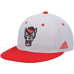 Men's Gray and Red NC State Wolfpack On-Field Baseball Fitted Hat