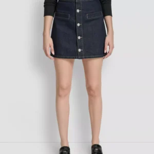 Women's High-Rise Button-Front Mini Skirt
