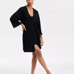 Women's Lace-Trim Knit Wrap Robe, Exclusively at Macy's