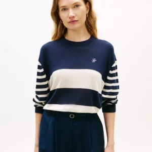 Women's Monogram Script Striped Sweater