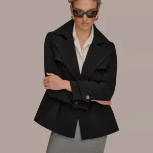 Women's Short Crepe Notch Collar Trench Coat