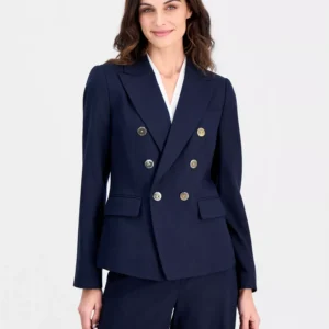 Women's Asymmetric Linen-Blend Double-Breasted Blazer