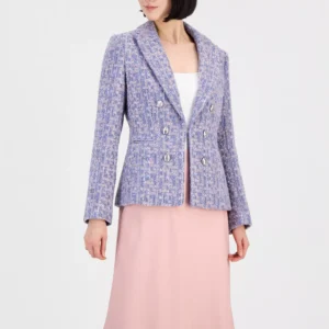 Women's Metallic Bouclé Peak Lapel Blazer