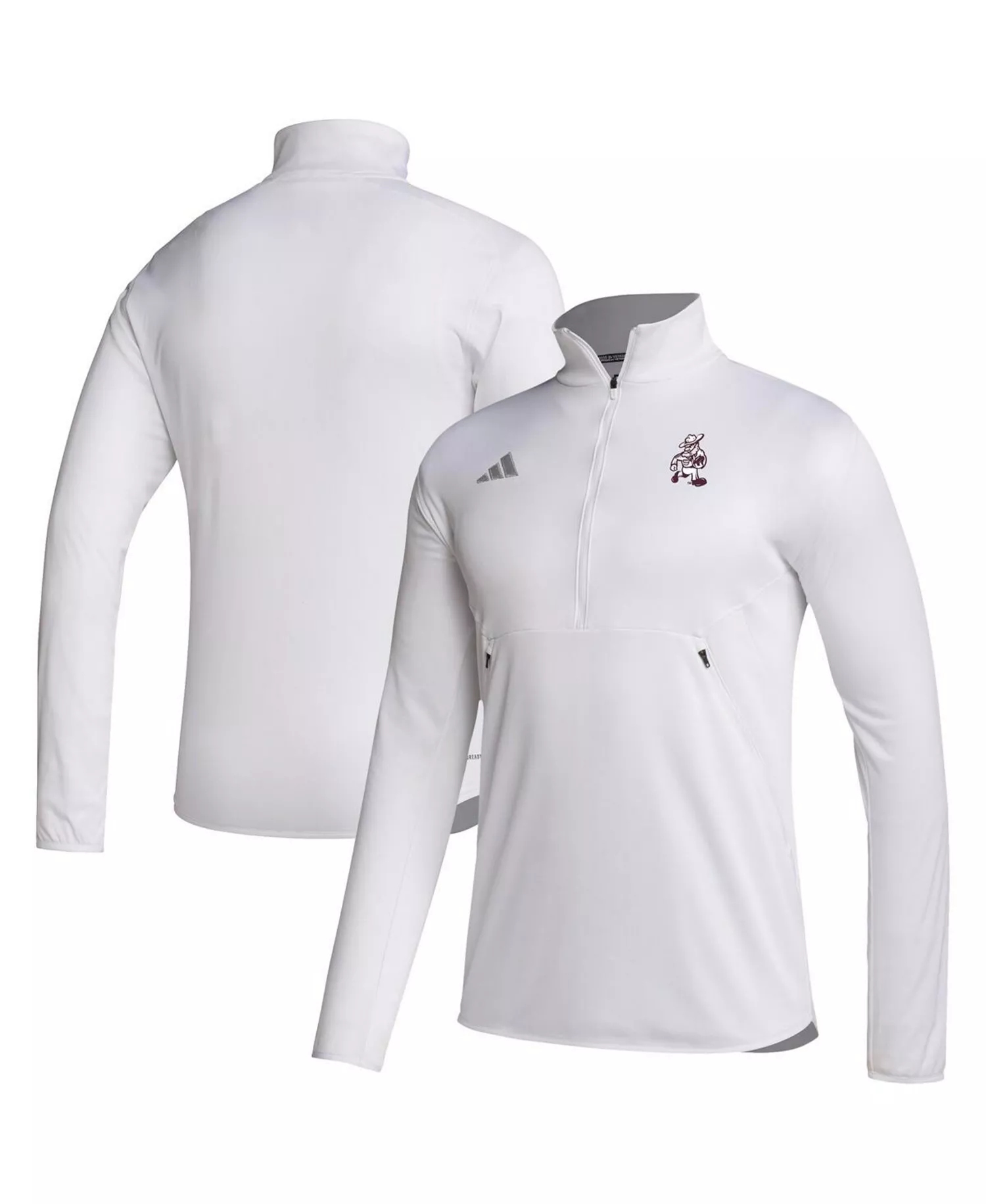 mni-b631c4155f68676d54e6d857f75e66c9 Men's White Texas A M Aggies Ol' Sarge Sideline Knit Quarter-Zip Pullover Top
