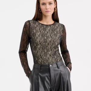 Women's Long-Sleeve Lace Thong Bodysuit, Macy's Exclusive