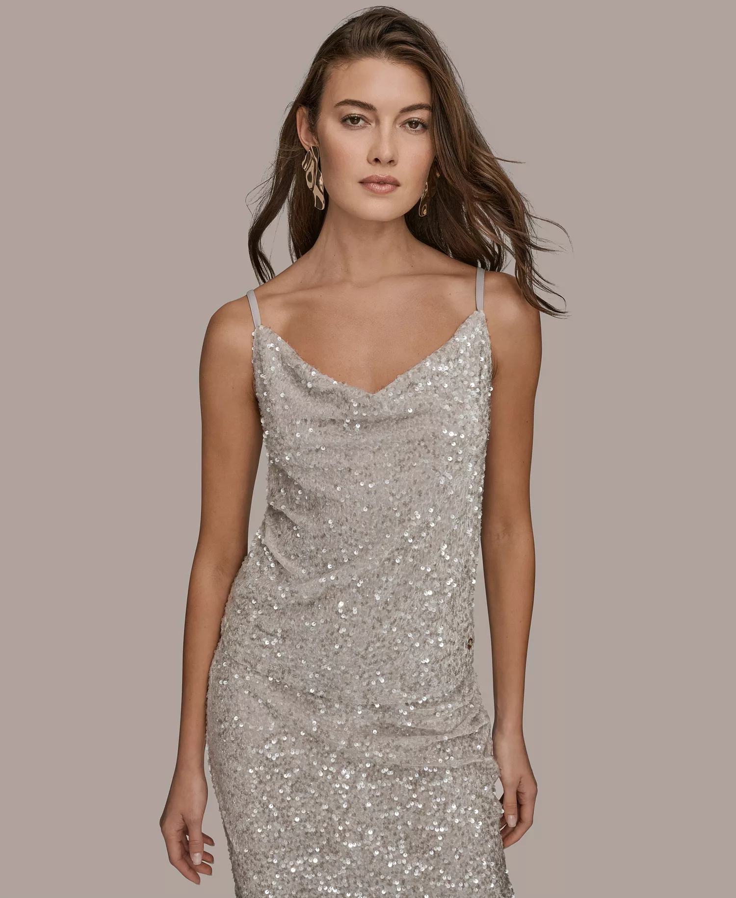 mni-b661502b7388f0cfc7de54ddfc1abf39 Women's Sequin Detail Cowl Neck Camisole