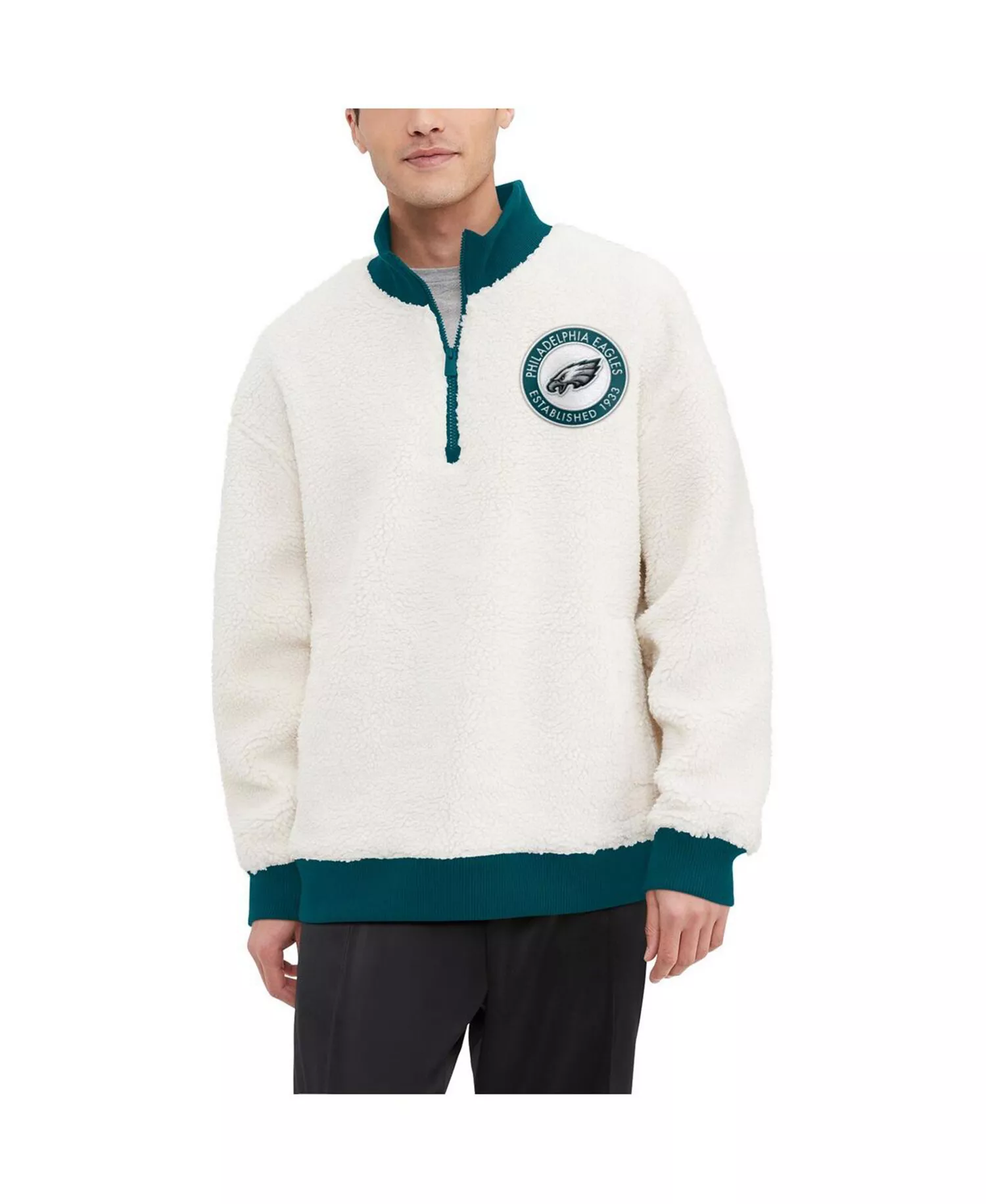 mni-b68dcd0c1d5a90e71aa133c870d75ff6 Men's Cream Philadelphia Eagles Jordan Sherpa Quarter-Zip Sweatshirt