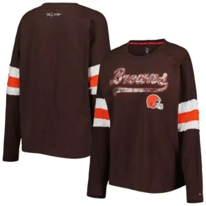 Women's Brown Cleveland Browns Justine Long Sleeve Tunic T-shirt