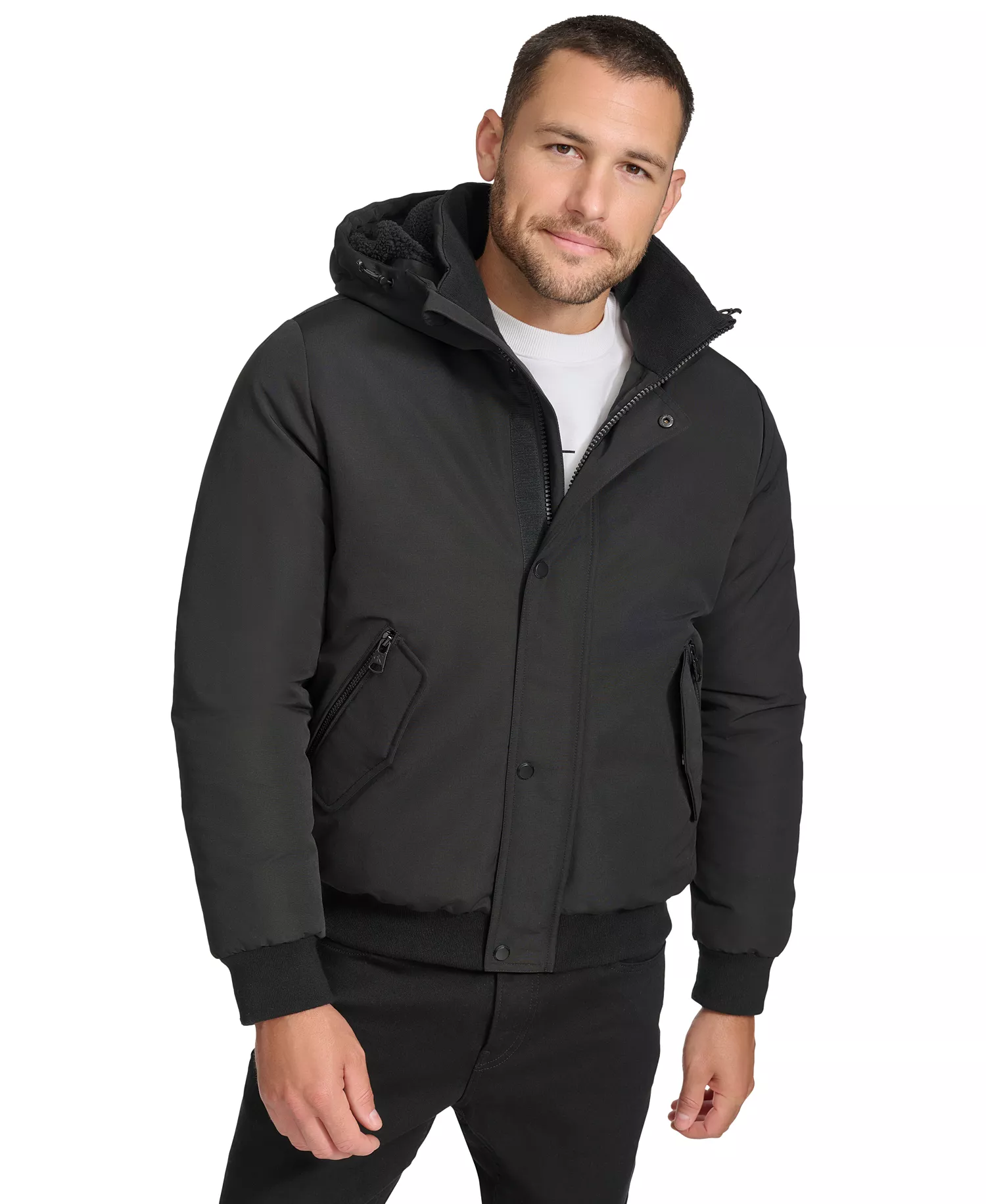 mni-b831906884cf1b724b1581316a37d842 Men's Arctic Faille Parka Bomber with Sherpa lined Hood