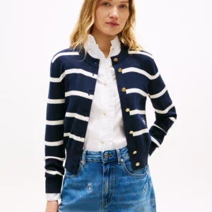 Women's Monogram Script Striped Cardigan