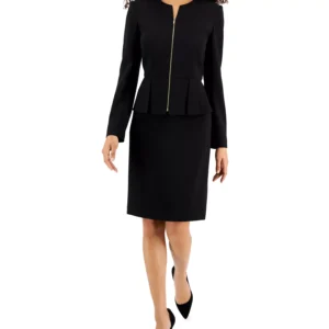 Zipper Jacket Skirt Suit Set