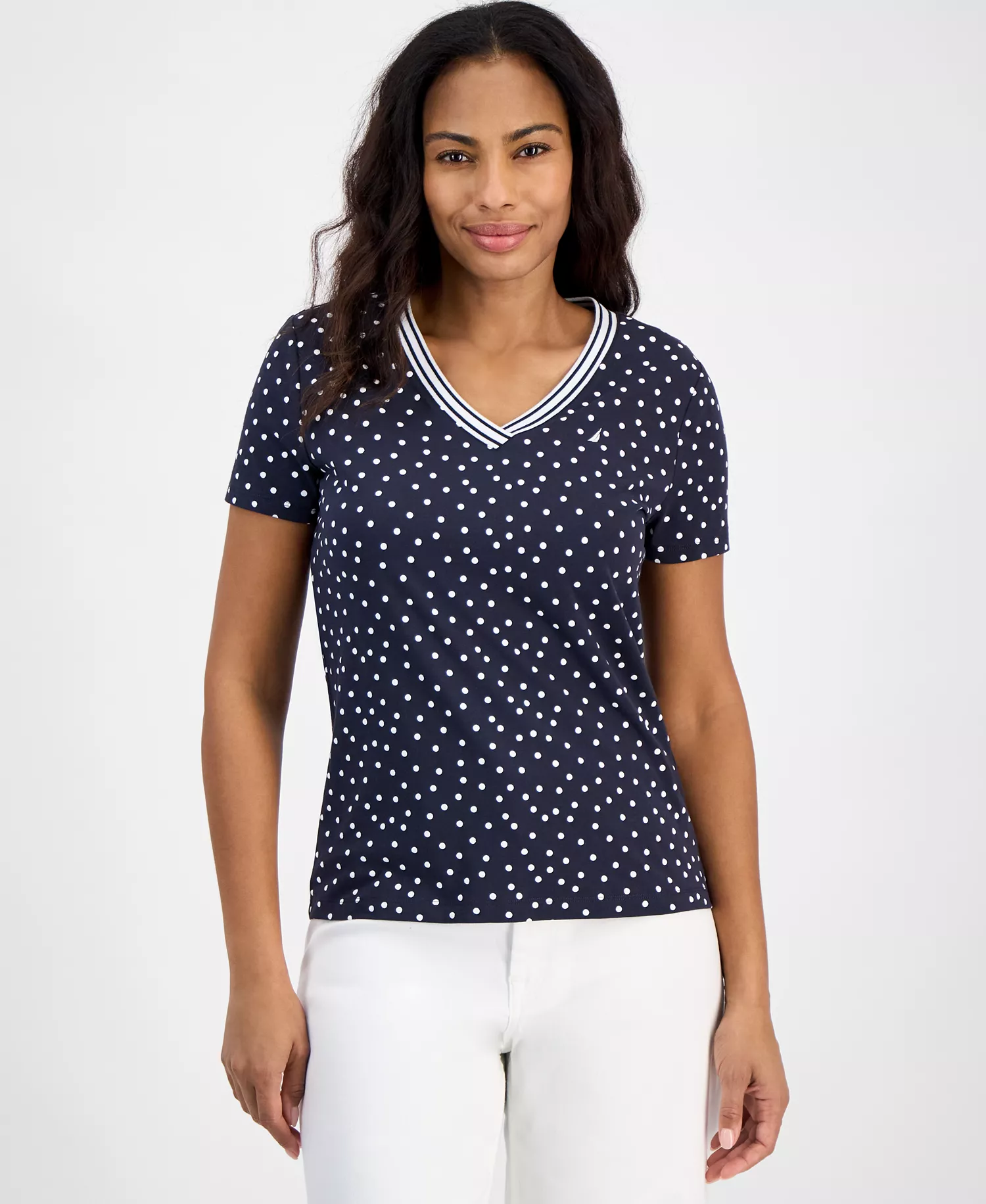 mni-baf0dddcdd0bf6f83a6bd7ad43011c09 Nautica Women's Polka-Dot Rivera Top — изображение 3