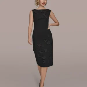 Petite 3D Floral Detail Sheath Dress