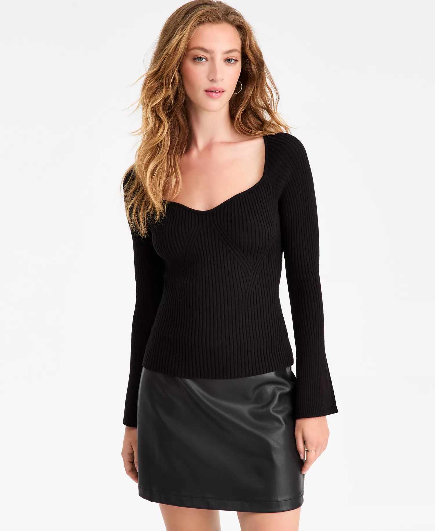 mni-bd03943239ee33a8c75e7f0b06c7a7c1 Women's Sweetheart-Neck Bustier Ribbed Sweater, Macy's Exclusive