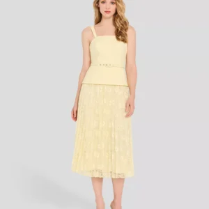 Women's Square Neck Mixed Media Dress