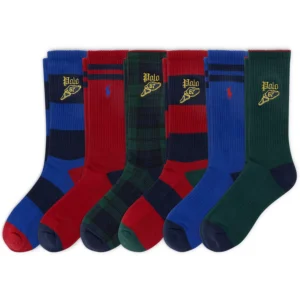 Men's Blackwatch Tartan & P-Wing Crew Socks, 6-Pack