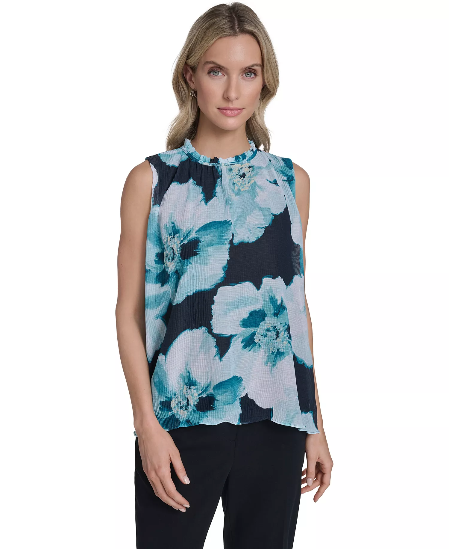 mni-bd8e9f403abd51ba16418be29e140fc2 Women's Textured Ruffle Neck Top — изображение 3
