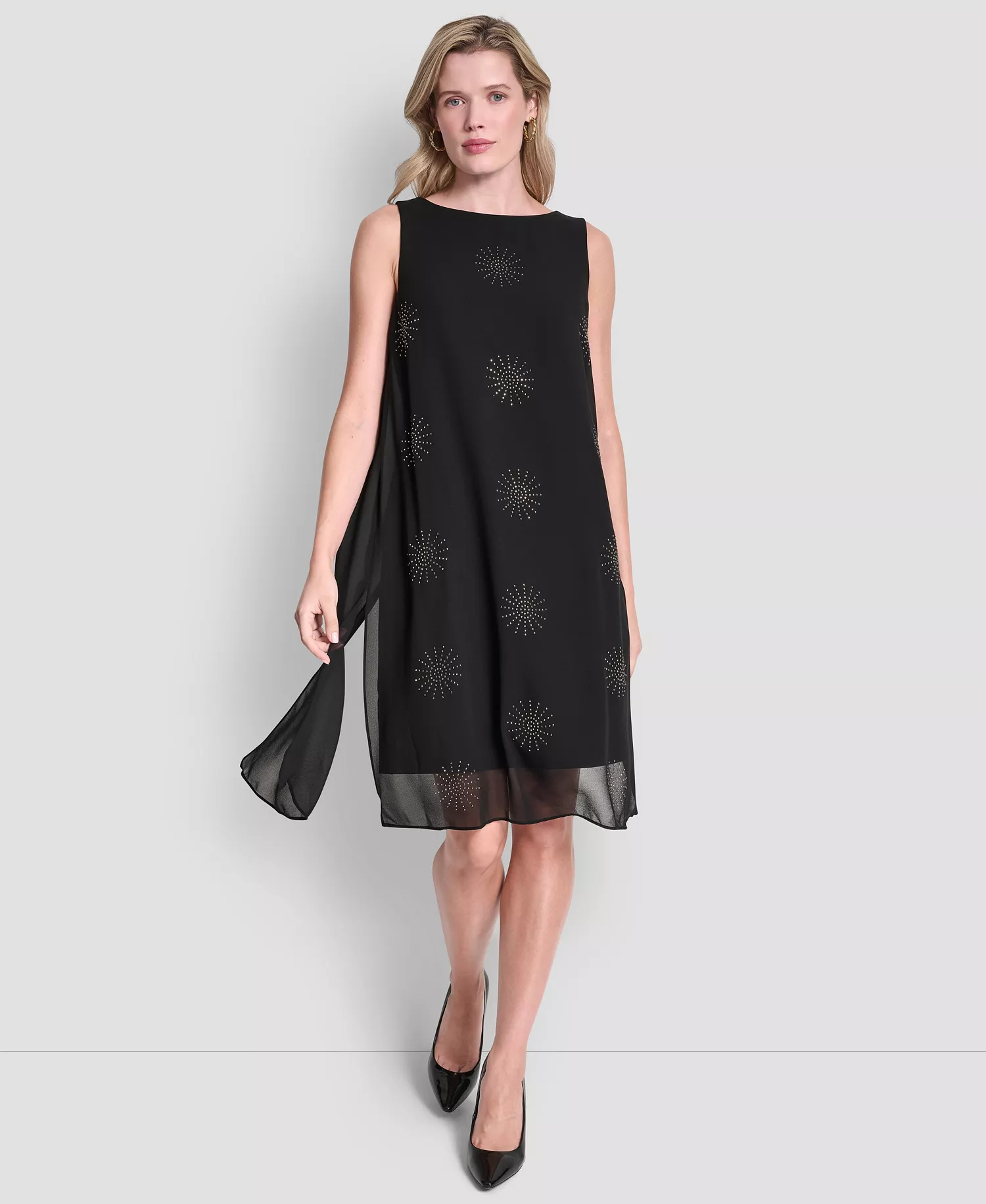 mni-bde2fbb1f979c1b046e25fa2674cc8f8 Women's Sleeveless Hotfix Chiffon Overlay Dress