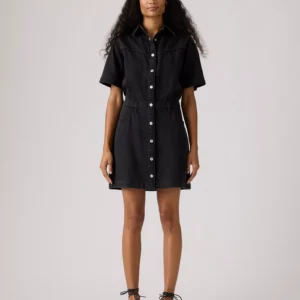 Premium Women's Short-Sleeve Logan Western Denim Dress