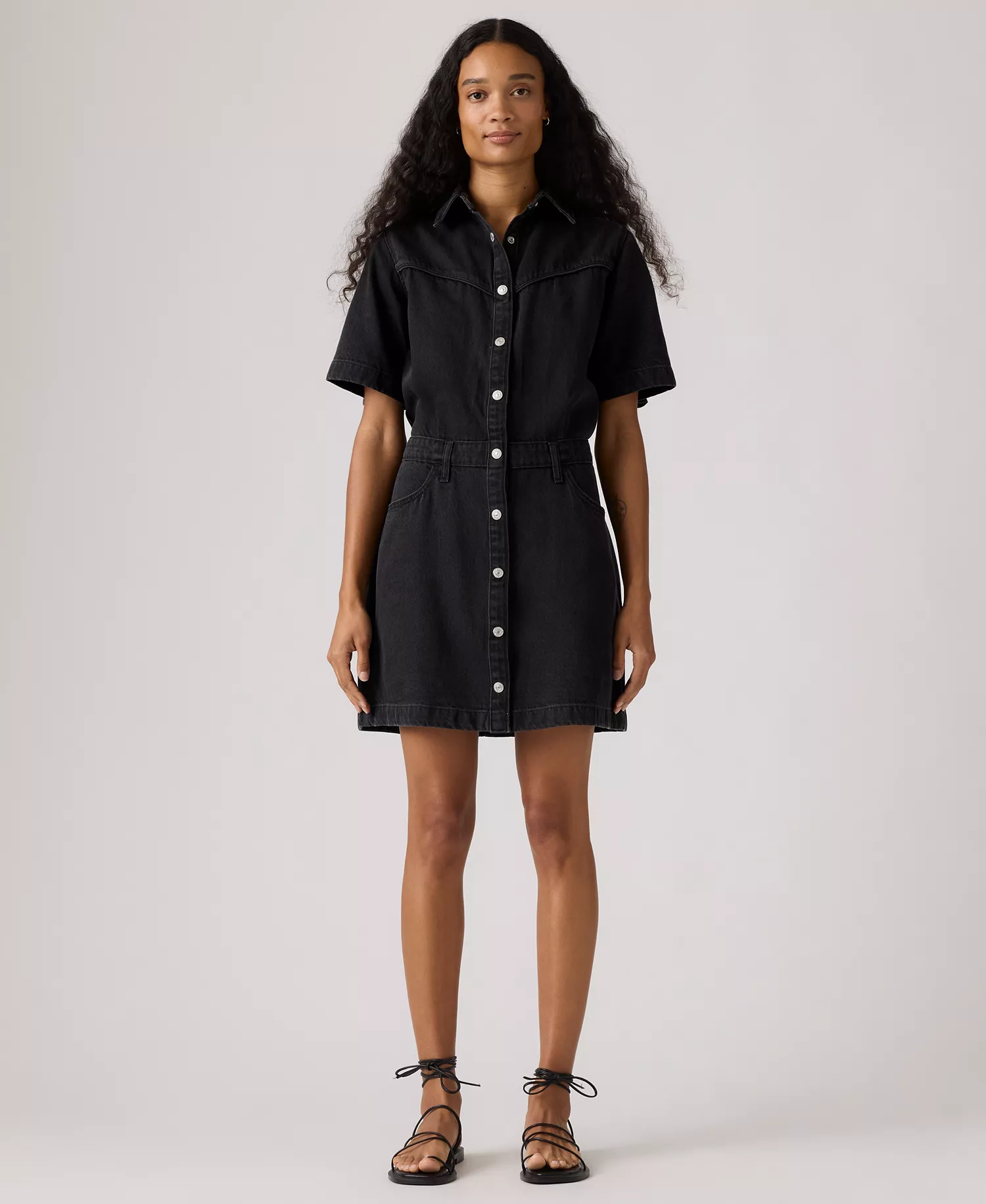 mni-be63aebb82fc63a9a2a748a2a4023216 Premium Women's Short-Sleeve Logan Western Denim Dress