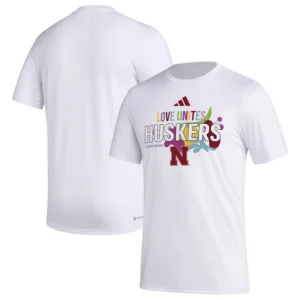 Men's x Rich Mnisi Pride Collection White Nebraska Huskers Pregame AEROREADY T-Shirt