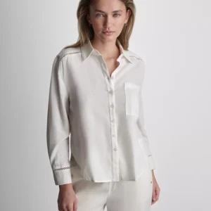 Petite Linen-Blend Long-Sleeve Button-Front Shirt