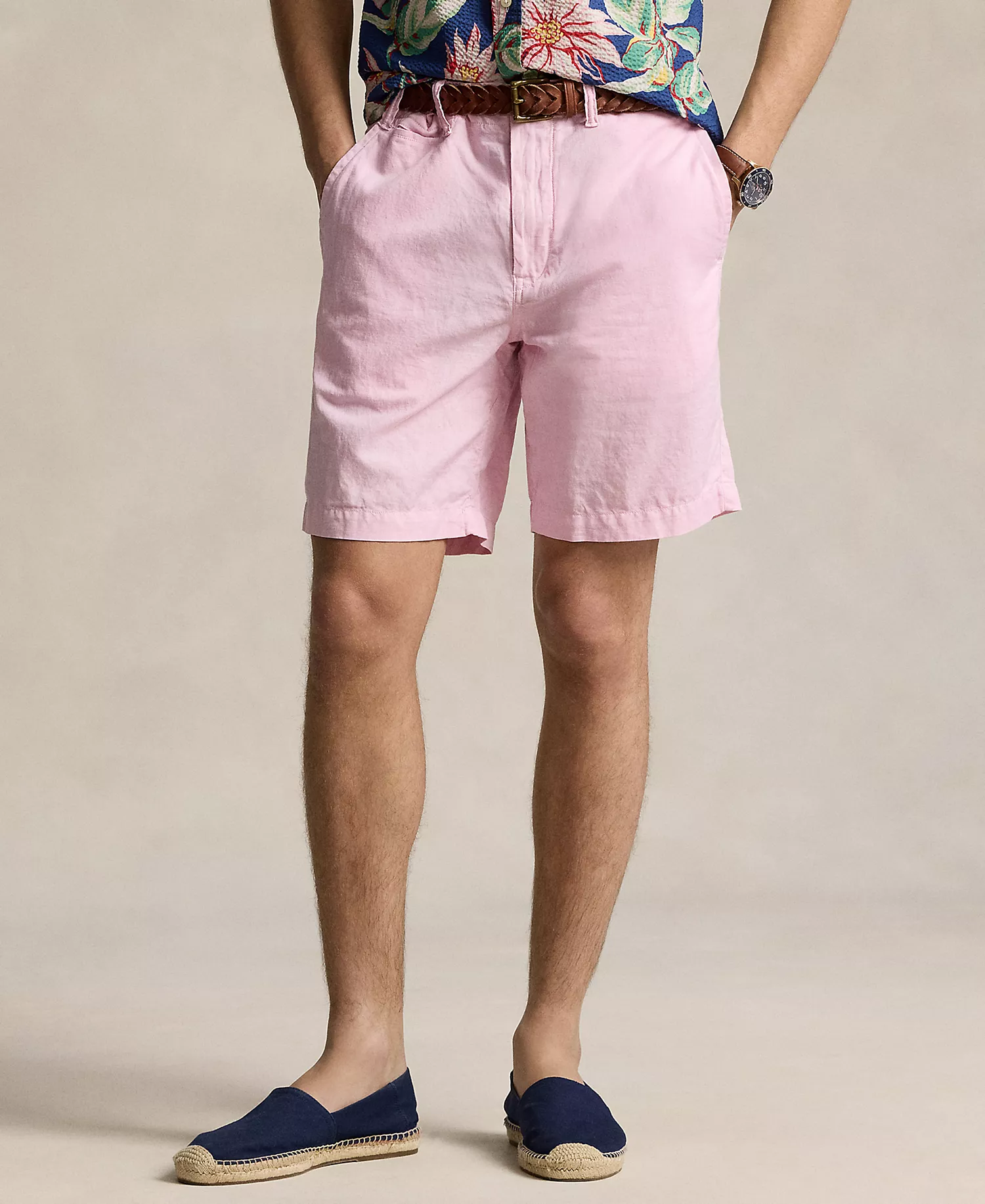 mni-bf905a9c8dbf3904a58b97a05e80c488 Men's 8.5" Straight-Fit Linen Cotton Chino Shorts