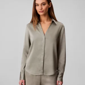 Women's Hammered Fitted Collared Shirt