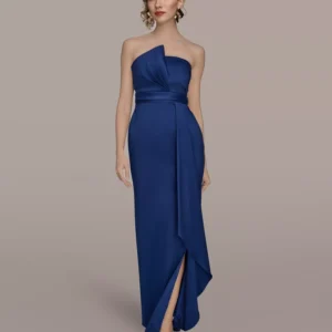 Women's Asymmetric Twist Strapless Gown