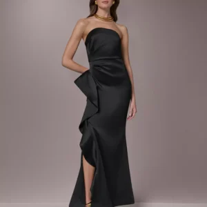Women's Strapless Side Ruffle Gown