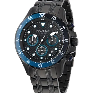 Men's Chronograph Black Stainless-Steel Watch, 44mm