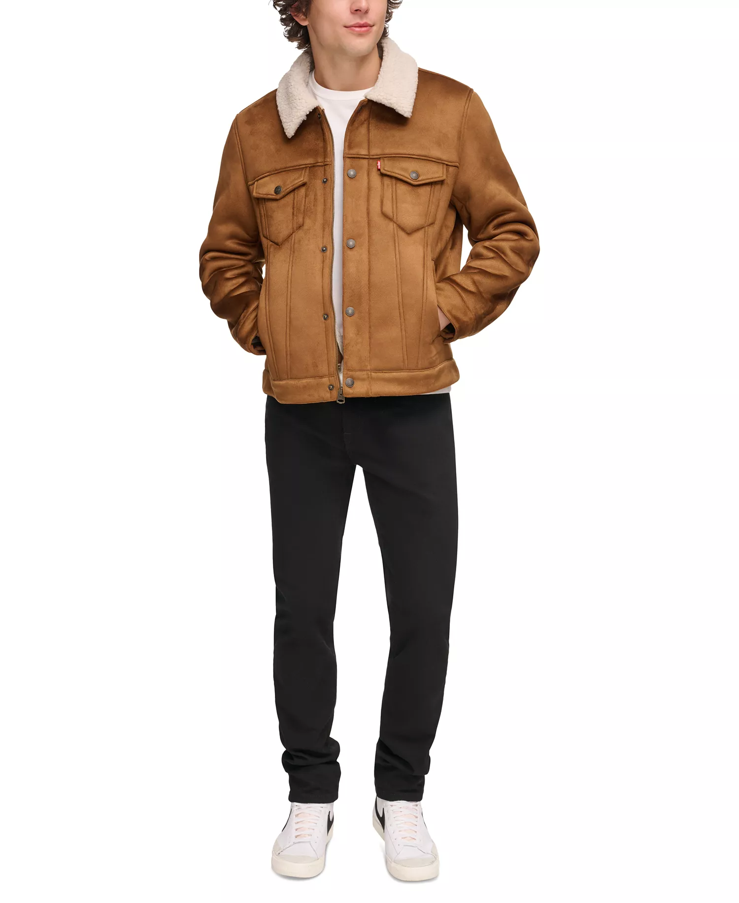 mni-c11791b3e1c07a066998085c453615ce Men's Relaxed-Fit Faux-Shearling Trucker Jacket — изображение 3