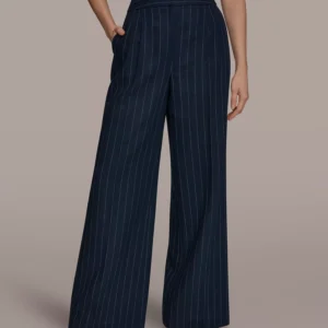 Women's Pinstripe High-Waist Wide-Leg Pants