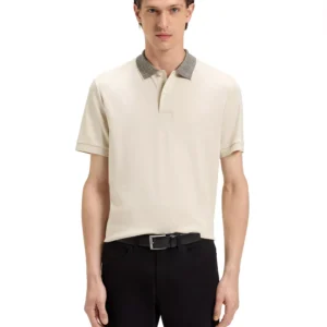 Men's Patterned Collar Pima-Cotton Polo Shirt
