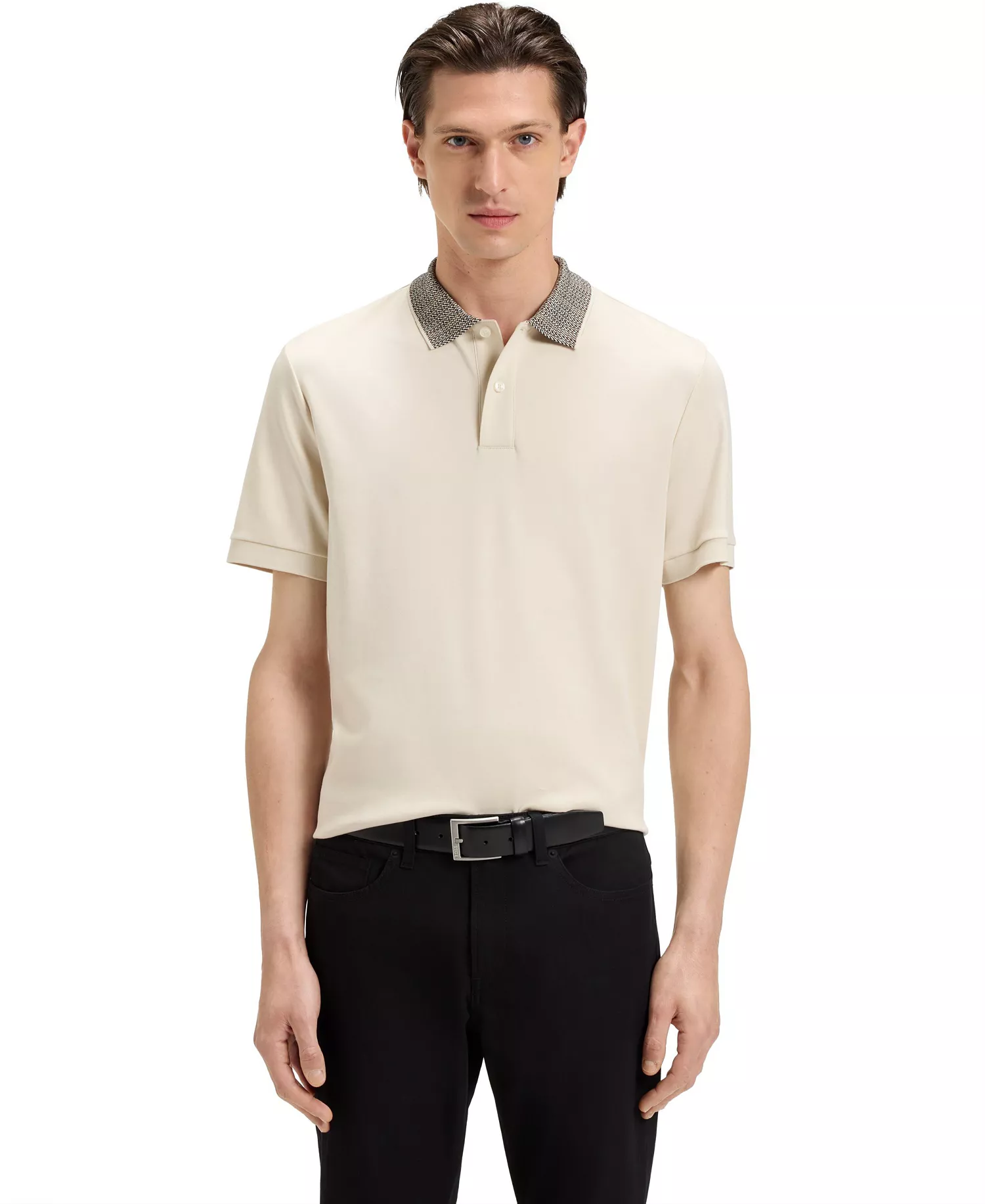 mni-c1a76d3c173e01fd00ab7c6659a8ac79 Men's Patterned Collar Pima-Cotton Polo Shirt