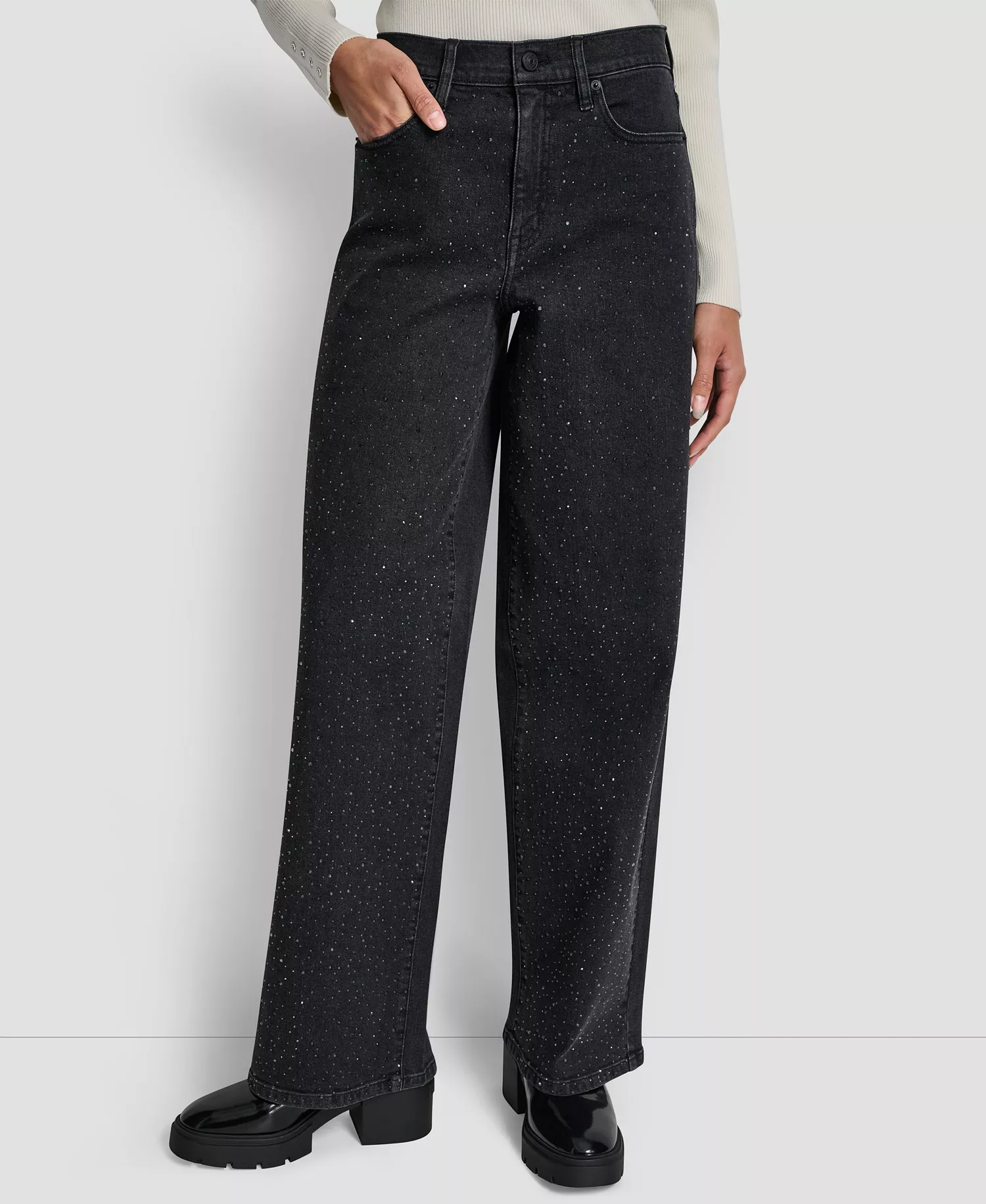 mni-c205a9510870d5488ab4fd7575209a03 Women's Rhinestone High-Rise Wide-Leg Jeans