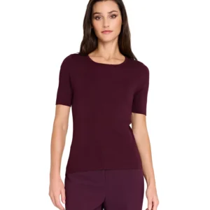 Petite Fine-Rib Crew Neck Sweater T-Shirt