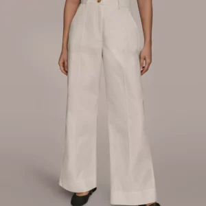 Women's High-Rise Cotton Twill Pintuck Trousers