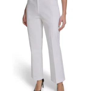 Petite Mid-Rise Zip Closure Straight-Leg Pants