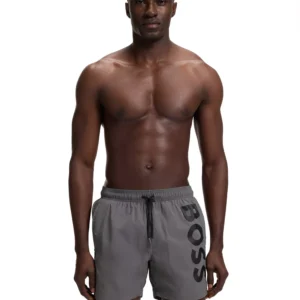 Men's Vertical Logo Print Swim Shorts