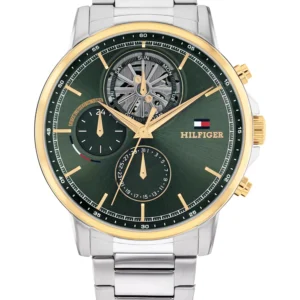 Men's Multifunction Silver Tone Stainless Steel Bracelet Watch, 44mm