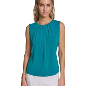 Women's Sleeveless Pleated Neck Camisole Top