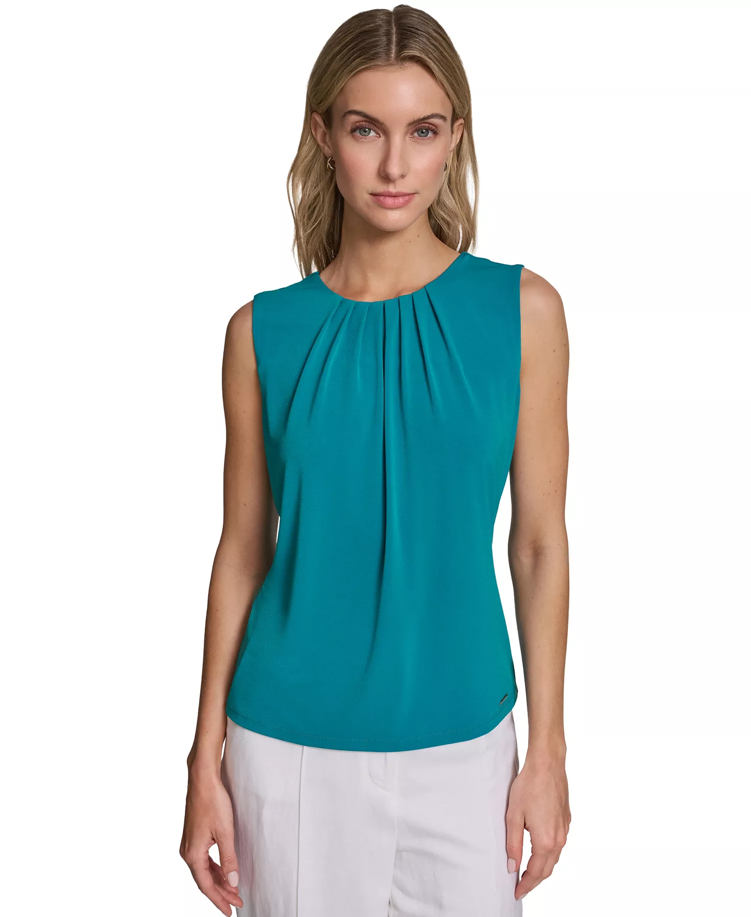 mni-c45aed6b20adf5dcdcd6fc68bc9ac0e5 Women's Sleeveless Pleated Neck Camisole Top