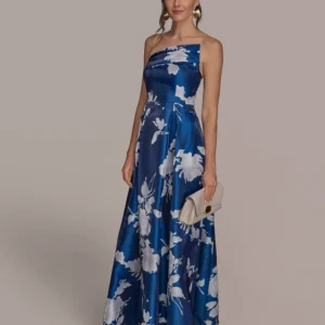 Women's Strapless Floral-Print Gown